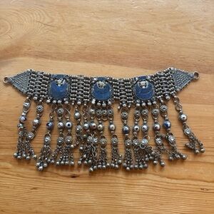 Vintage Tribal Statement Necklace – Afghan / Kuchi Style, Blue Stones